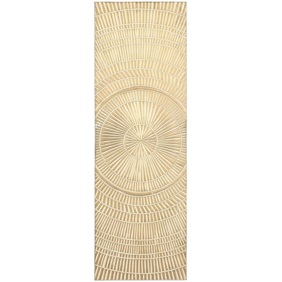 DecMode Gold Wooden Handmade Intricately Carved Radial Geometric Wall Decor with Starburst Design