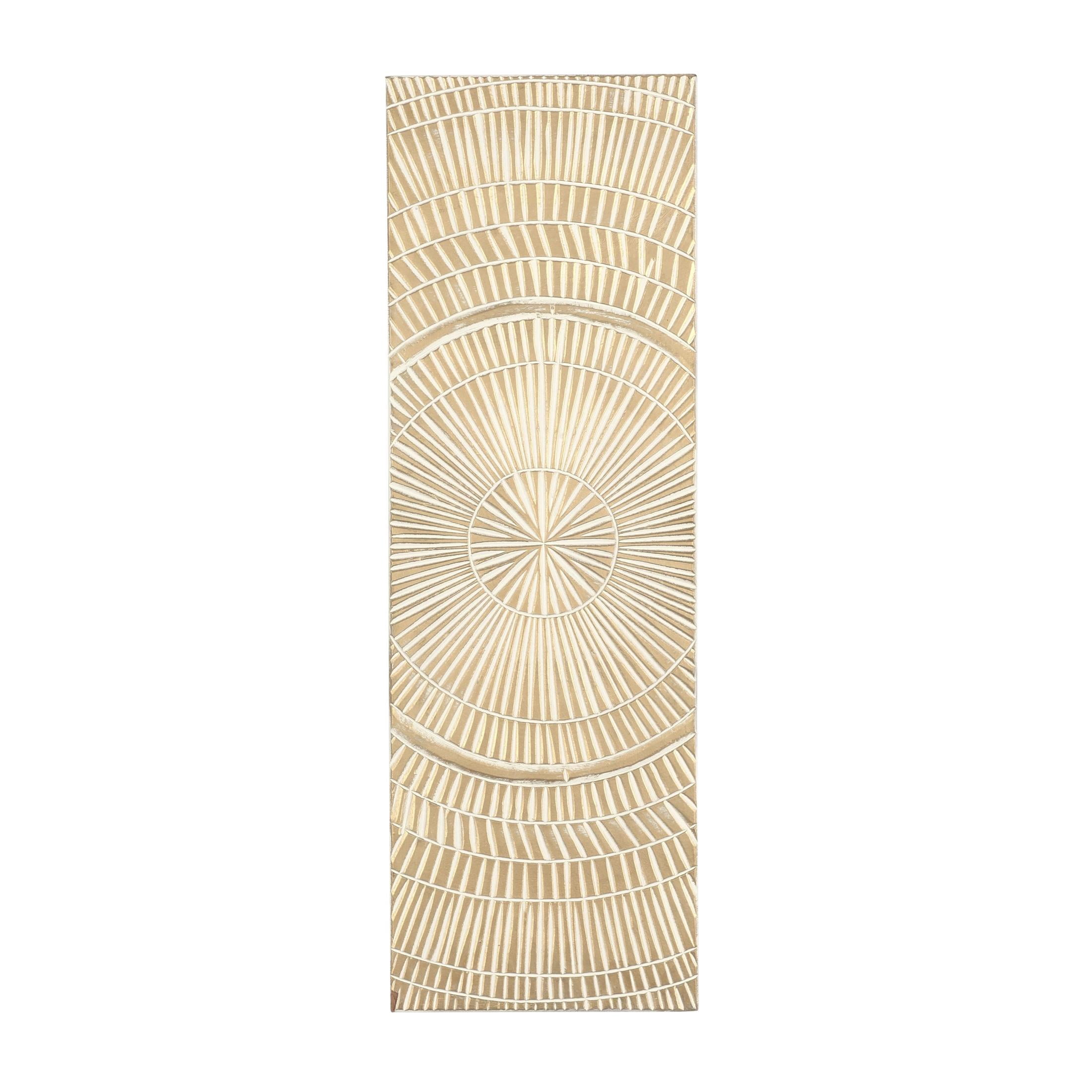 DecMode Gold Wooden Handmade Intricately Carved Radial Geometric Wall Decor with Starburst Design