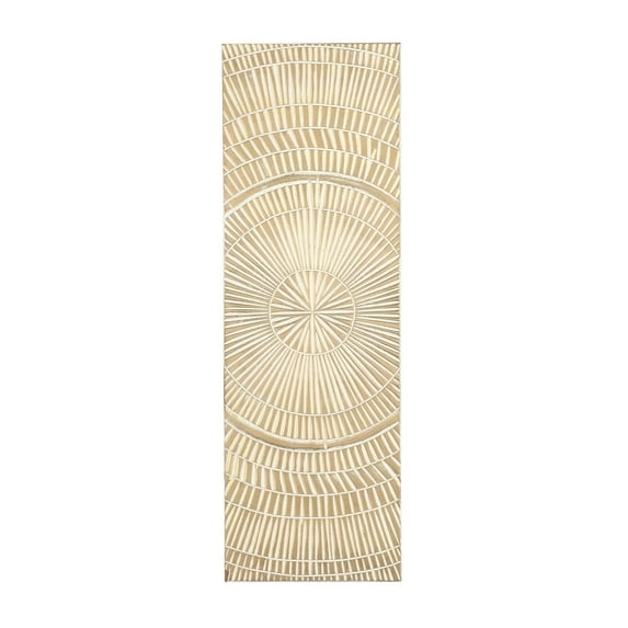 DecMode Gold Wooden Handmade Intricately Carved Radial Geometric Wall Decor with Starburst Design