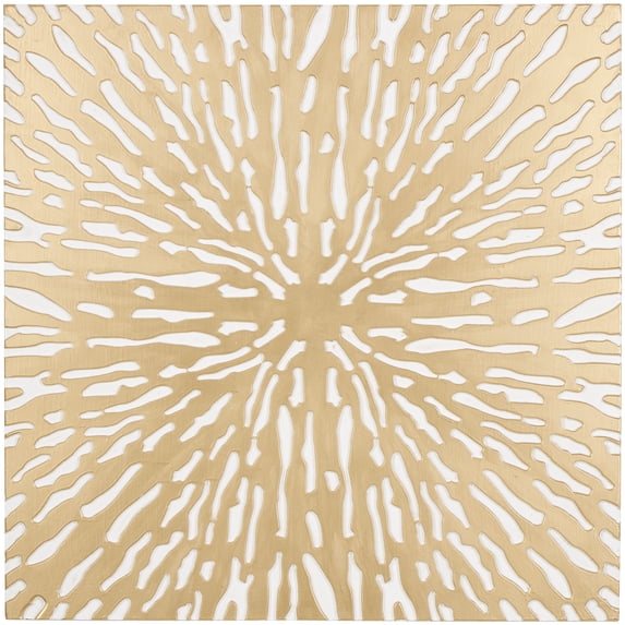 DecMode Gold Wooden Abstract Carved Starburst Wall Decor with White Backing