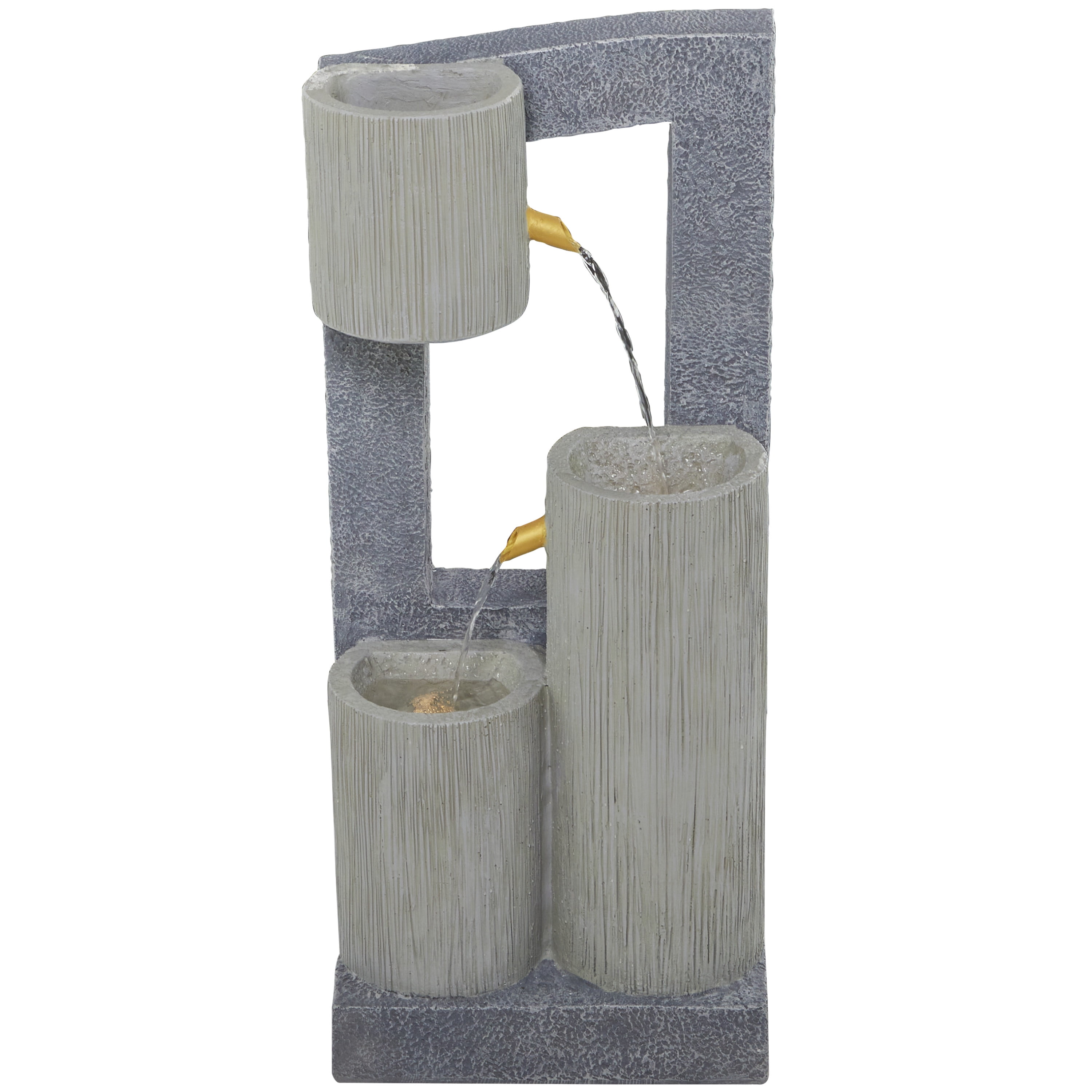 DecMode Gray 3 Tier Fountain Indoor Outdoor Decor with LED Light