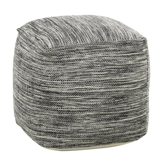 DecMode Gray Fabric Pouf