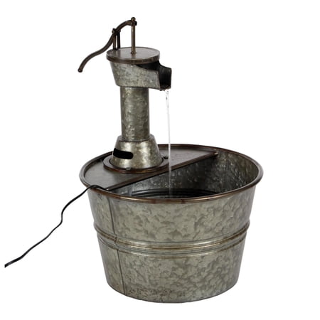 DecMode Gray Fountain Indoor Outdoor Decor with Pump Style Faucet