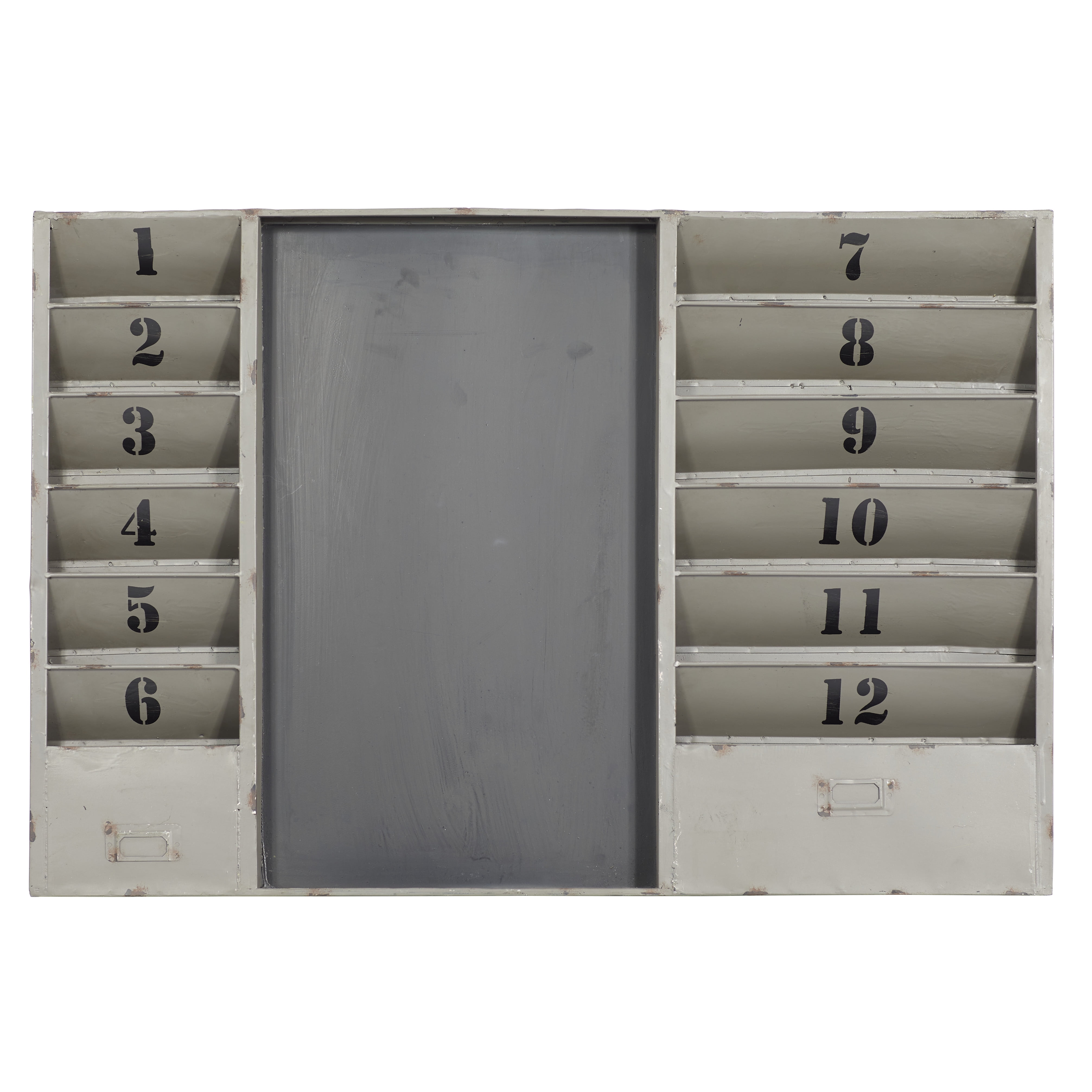 Gray Metal Chalkboard File Holder with Numbered Slots