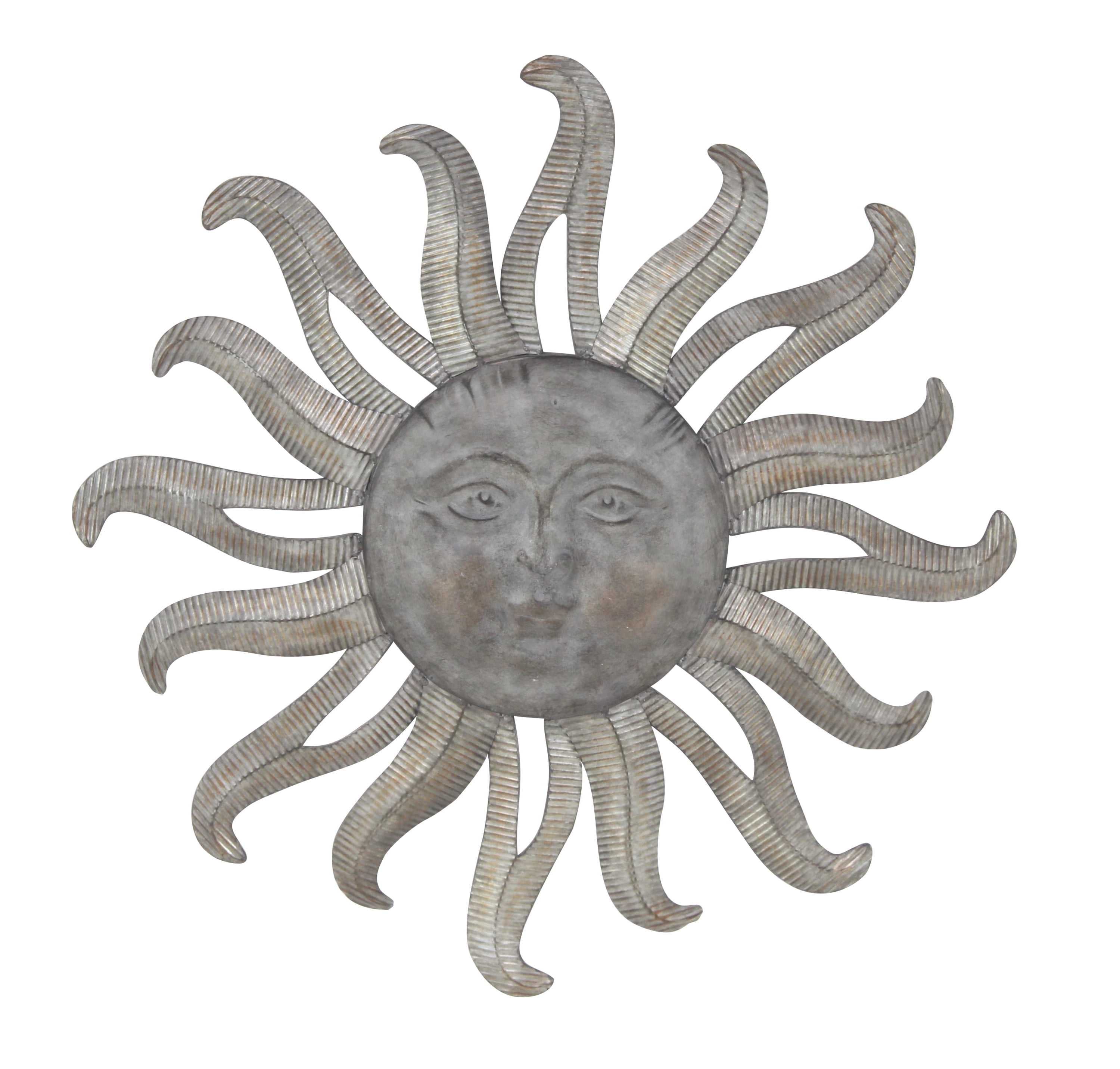 Gray Iron Sun Wall Sculpture with Curved Rays, 36"