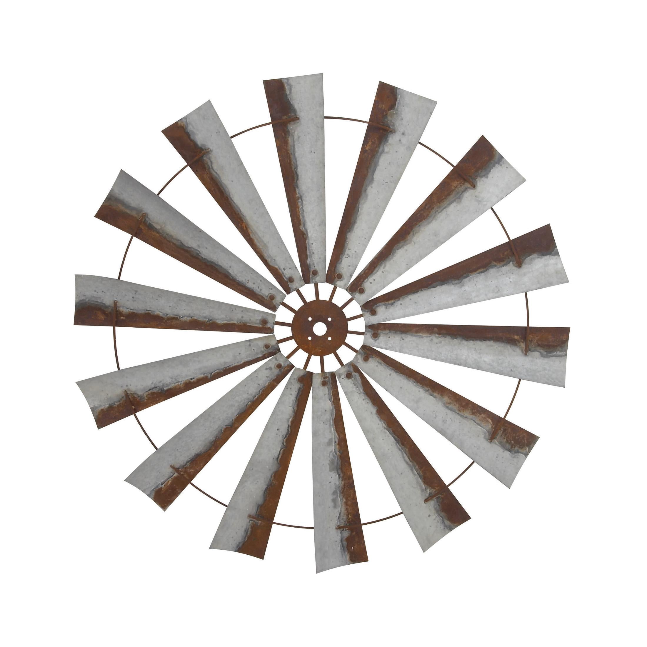 DecMode Gray Metal Indoor Outdoor Windmill Wall Decor