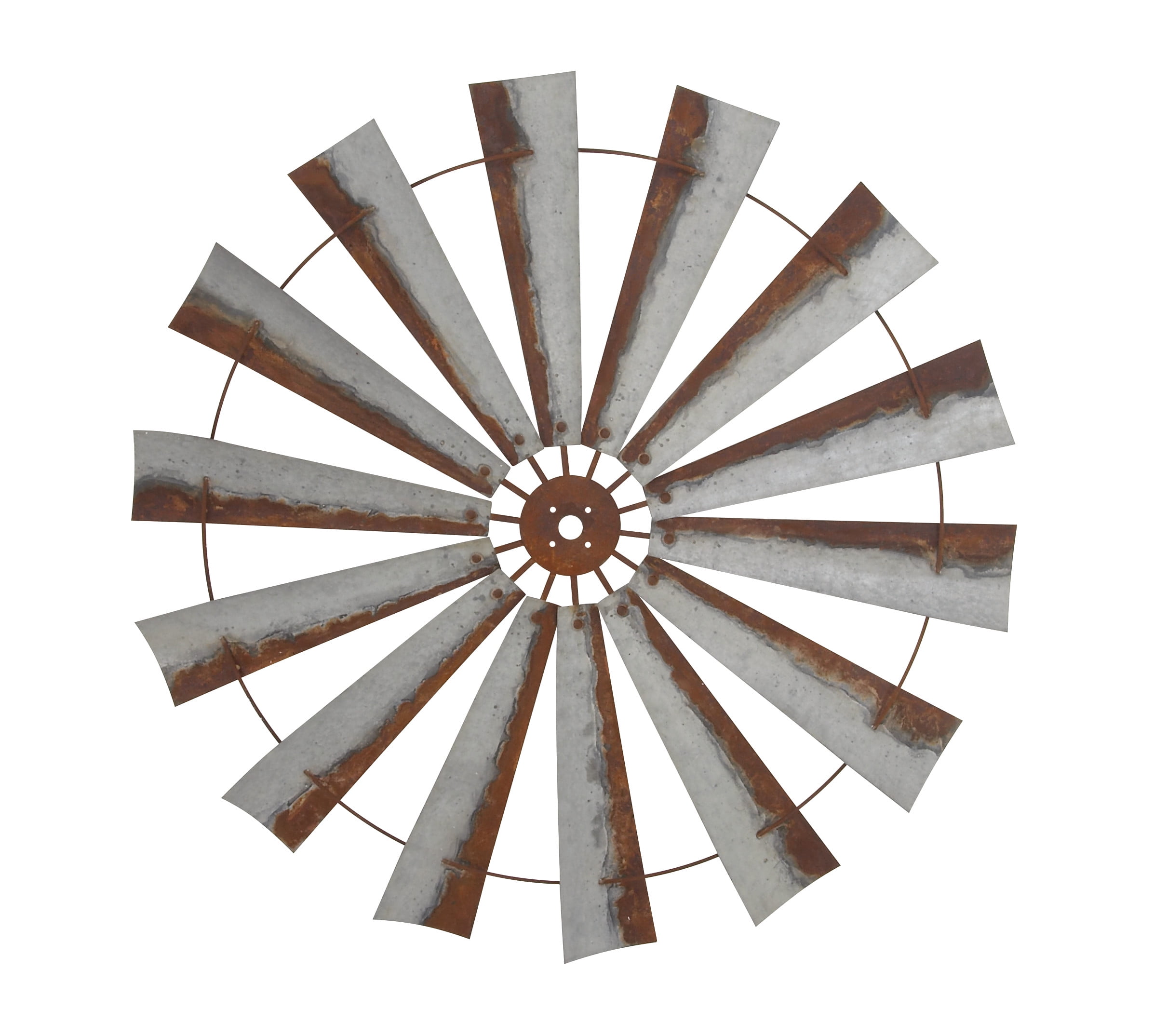 48" Gray and Brown Metal Radial Windmill Wall Sculpture