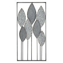 DecMode Gray Metal Tall Cut-Out Leaf Wall Decor with Intricate Laser Cut Designs