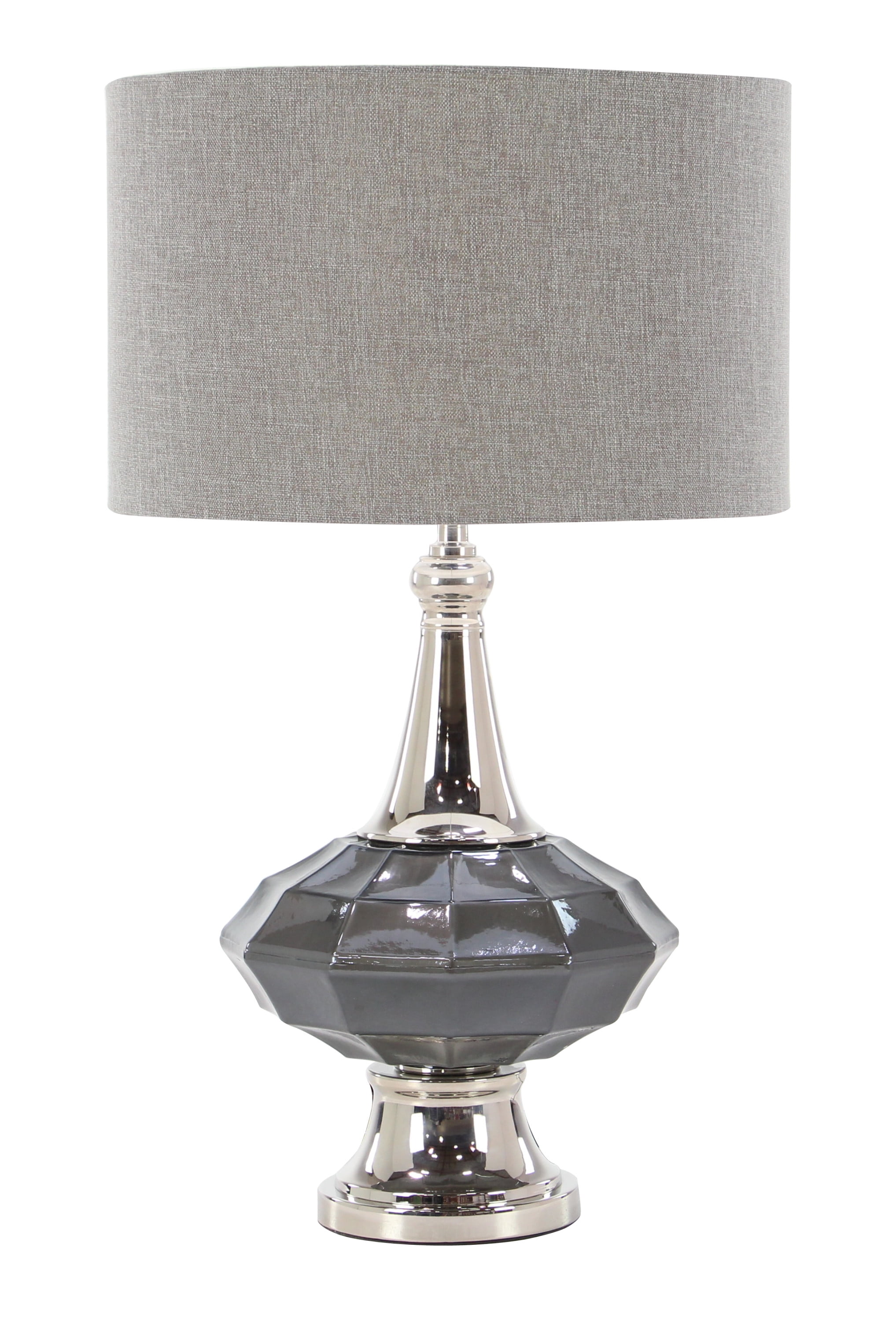 DecMode Gray Modern Glass Table Lamp with Shade, 27"H