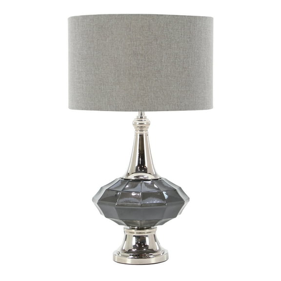 DecMode Gray Modern Glass Table Lamp with Shade, 27"H
