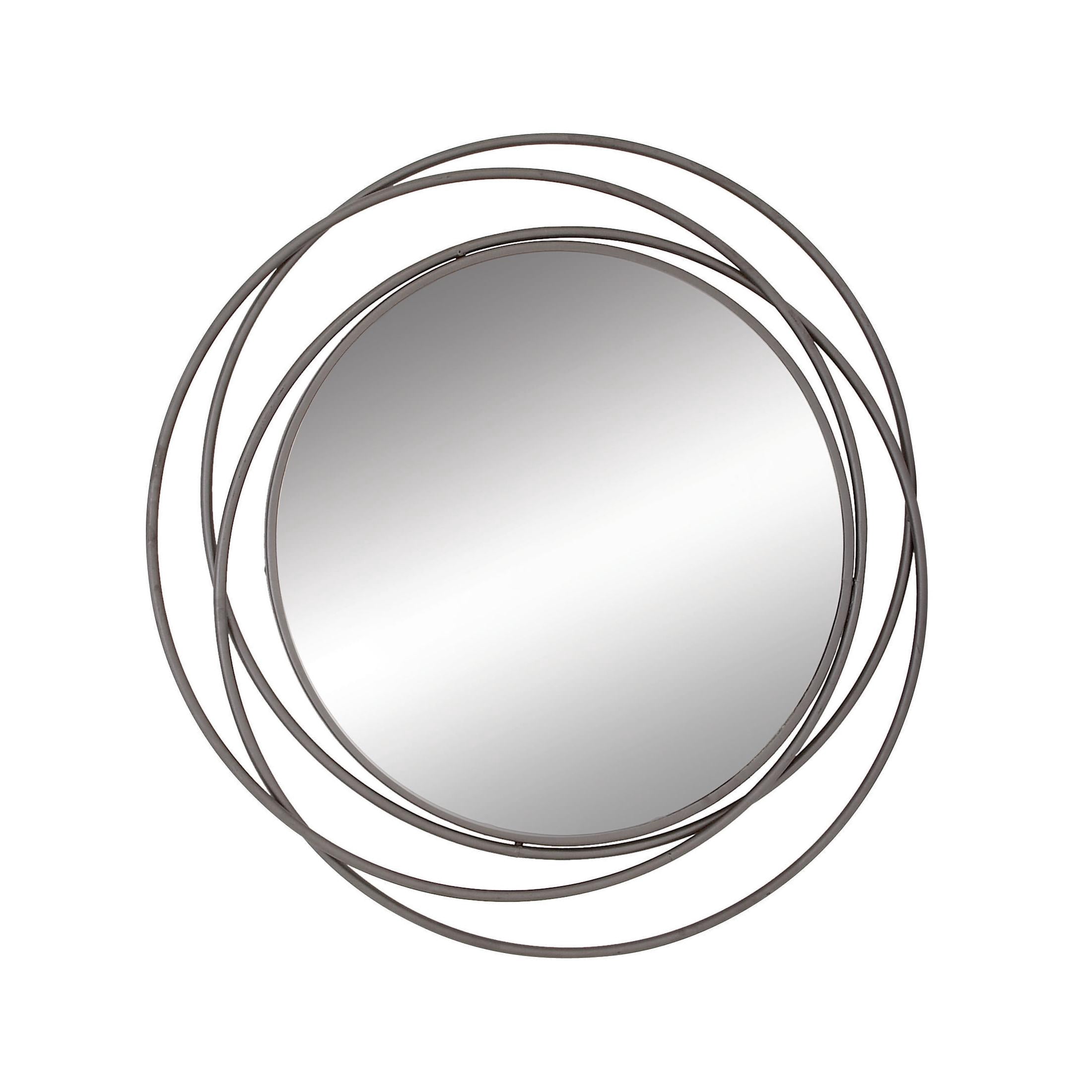DecMode Large Round Industrial Gray Metal Wall Mirror with Overlapping ...
