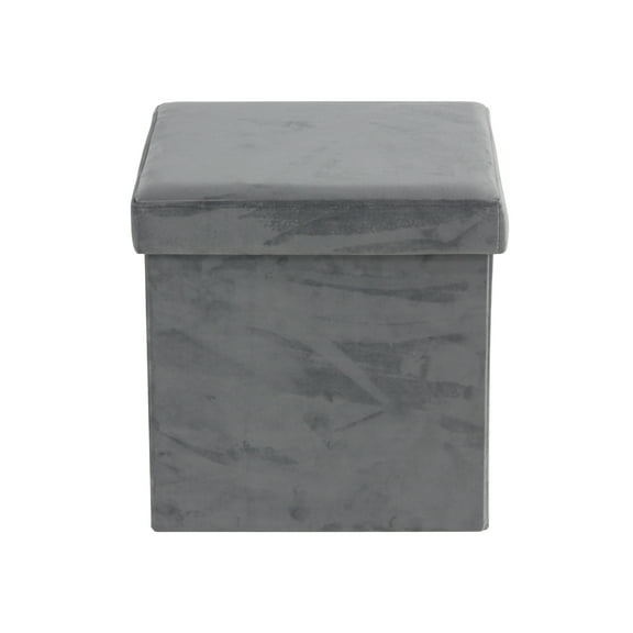 DecMode Gray Polyester Modern Storage Stool 15"
