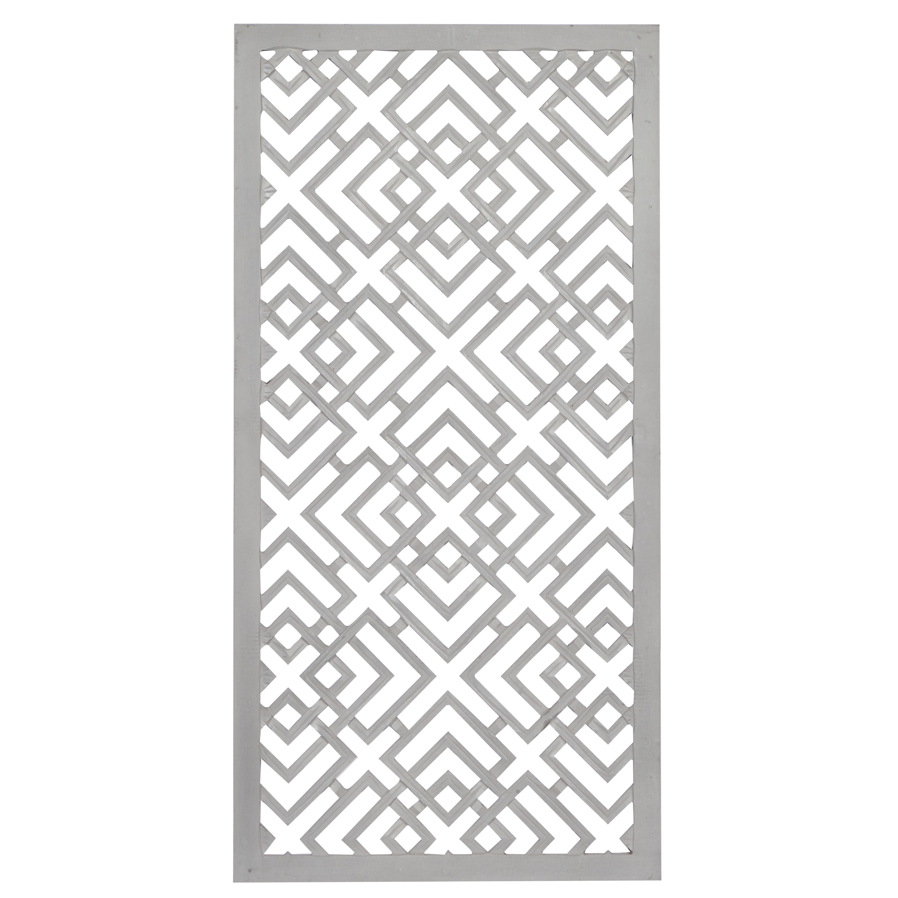 Gray Geometric Carved Wood Wall Decor with Gold Trim