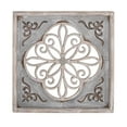 thumbnail image 1 of DecMode Gray Metal Scroll Cutout Home Wall Decor with Brown Wood Accents, 36" x 1" x 36", 1 of 14