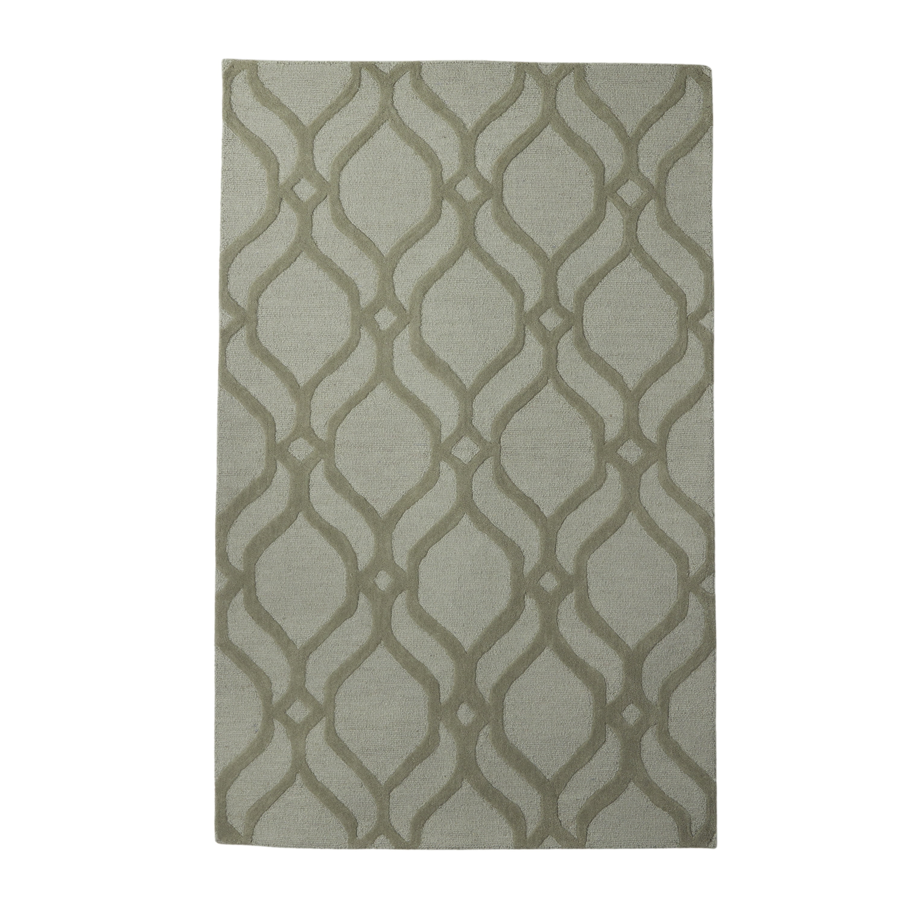 DecMode Gray and Sage/Green Wool Hand Hooked Traditional Decorative ...