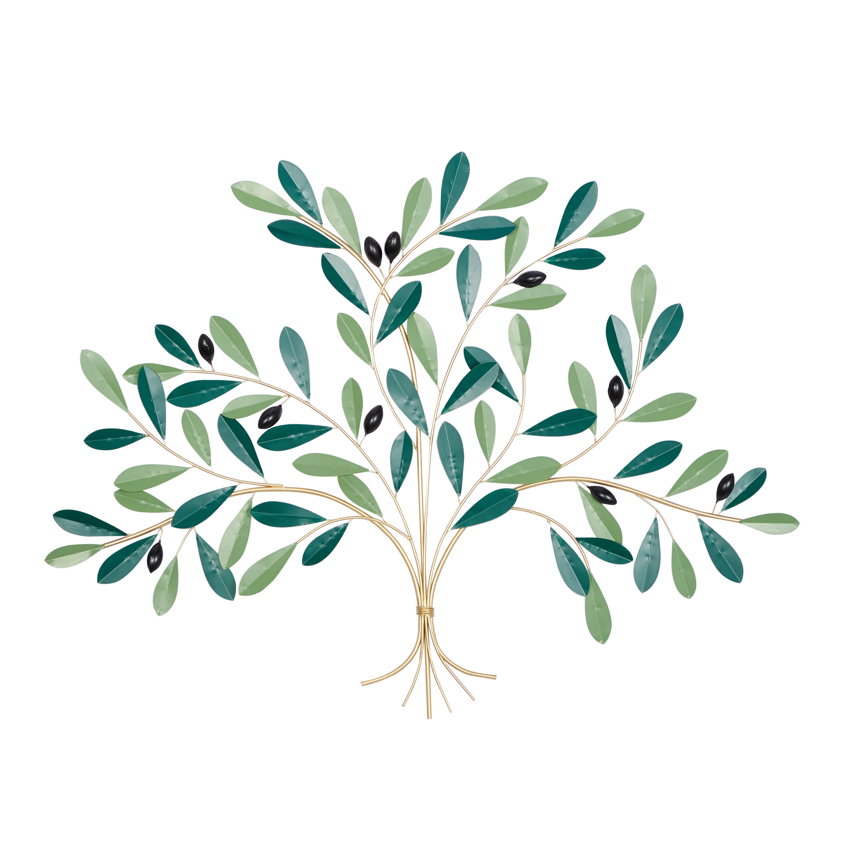 Green and Gold Metal Tree Wall Sculpture, 31" x 40"