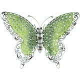 DecMode Green Metal Butterfly Wall Art - Indoor Outdoor Whimsical