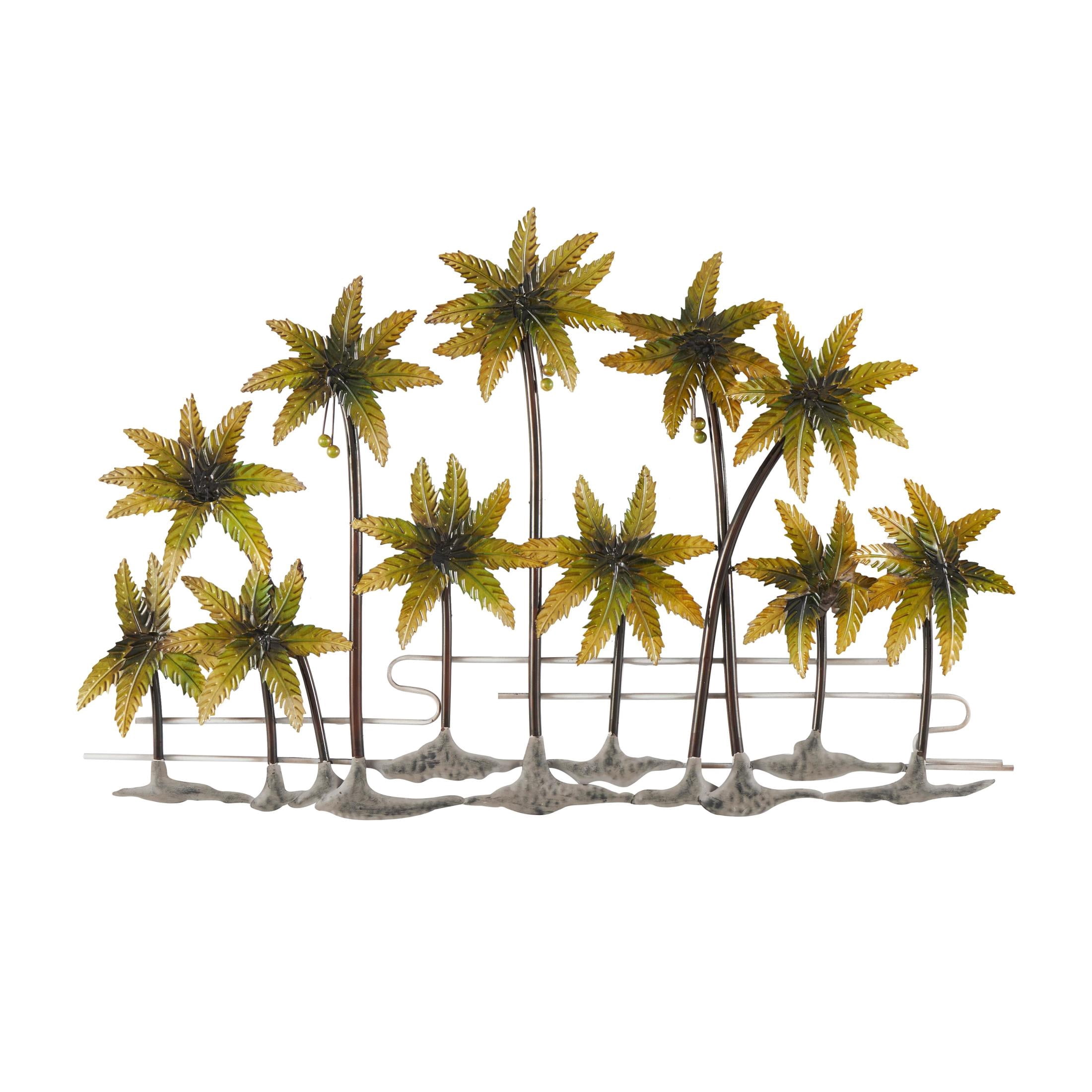 DecMode Green Metal Palm Tree Wall Decor