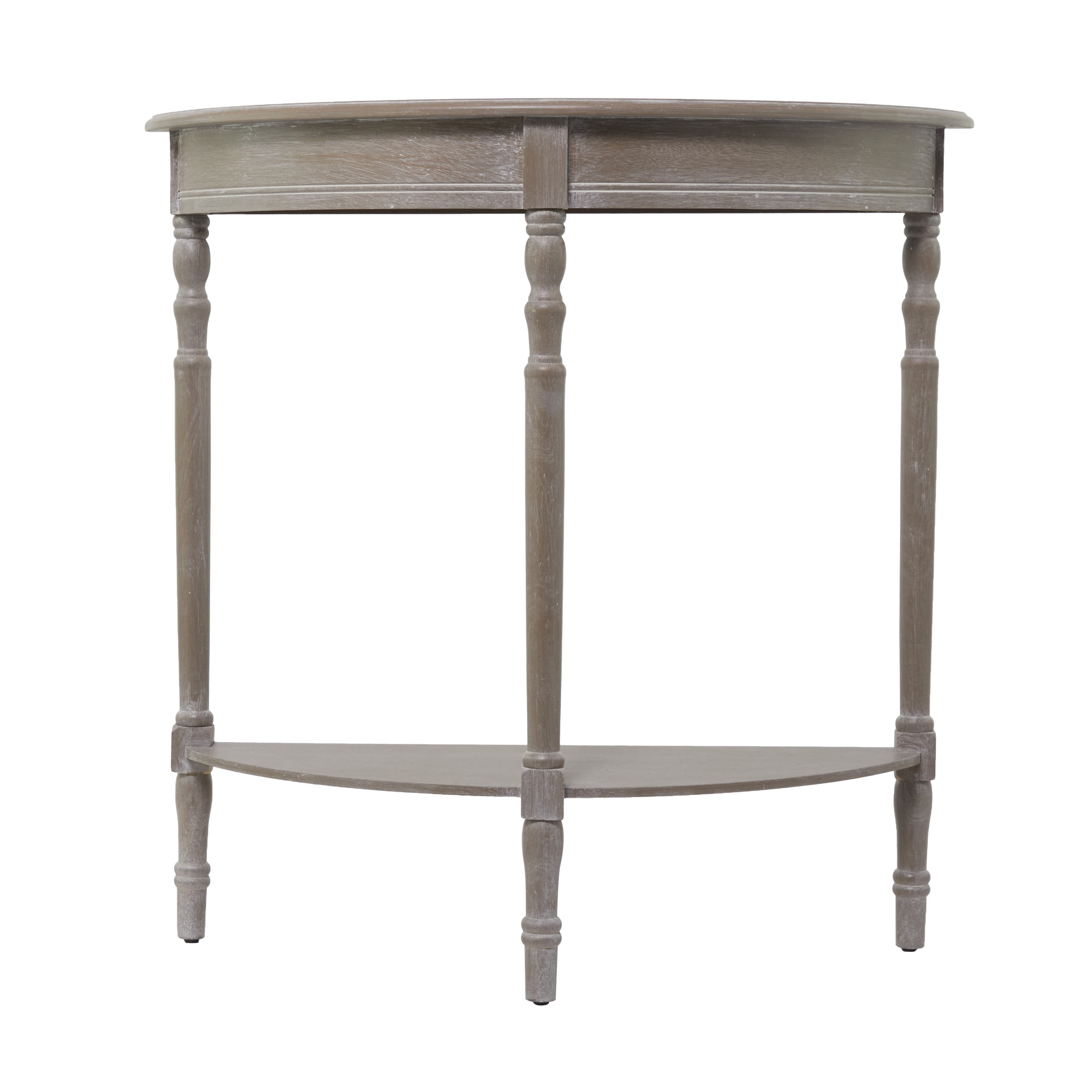 Charming Light Brown Demilune Console Table with Storage Shelf