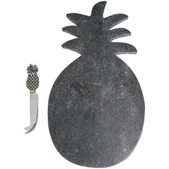 DecMode Handmade Black Marble Cutting Board with Matching Cheese Knife, Set of 2