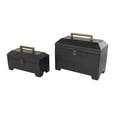 thumbnail image 1 of DecMode Handmade Black Wood Decorative Box with Brass Latches and Handle, 2 Count, 1 of 9
