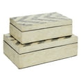 thumbnail image 1 of DecMode Handmade Chevron Pattern Cream Mother of Pearl Decorative Box with Hinged Lid, 2 Count, 1 of 10
