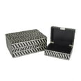thumbnail image 1 of DecMode Handmade Chevron Pattern Gray Mother of Pearl Shell Decorative Box with Hinged Lid, 2 Count, 1 of 12