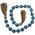 thumbnail image 1 of DecMode Handmade Round Blue Glass Garland with Tassel with Knotted Brown Jute, 1 of 17