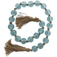 thumbnail image 1 of DecMode Handmade Round Light Blue Glass Garland with Tassel with Knotted Brown Jute, 1 of 17