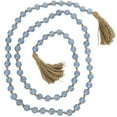 thumbnail image 1 of DecMode Handmade Round Long Light Blue Glass Garland with Tassel with Knotted Brown Jute, 1 of 11