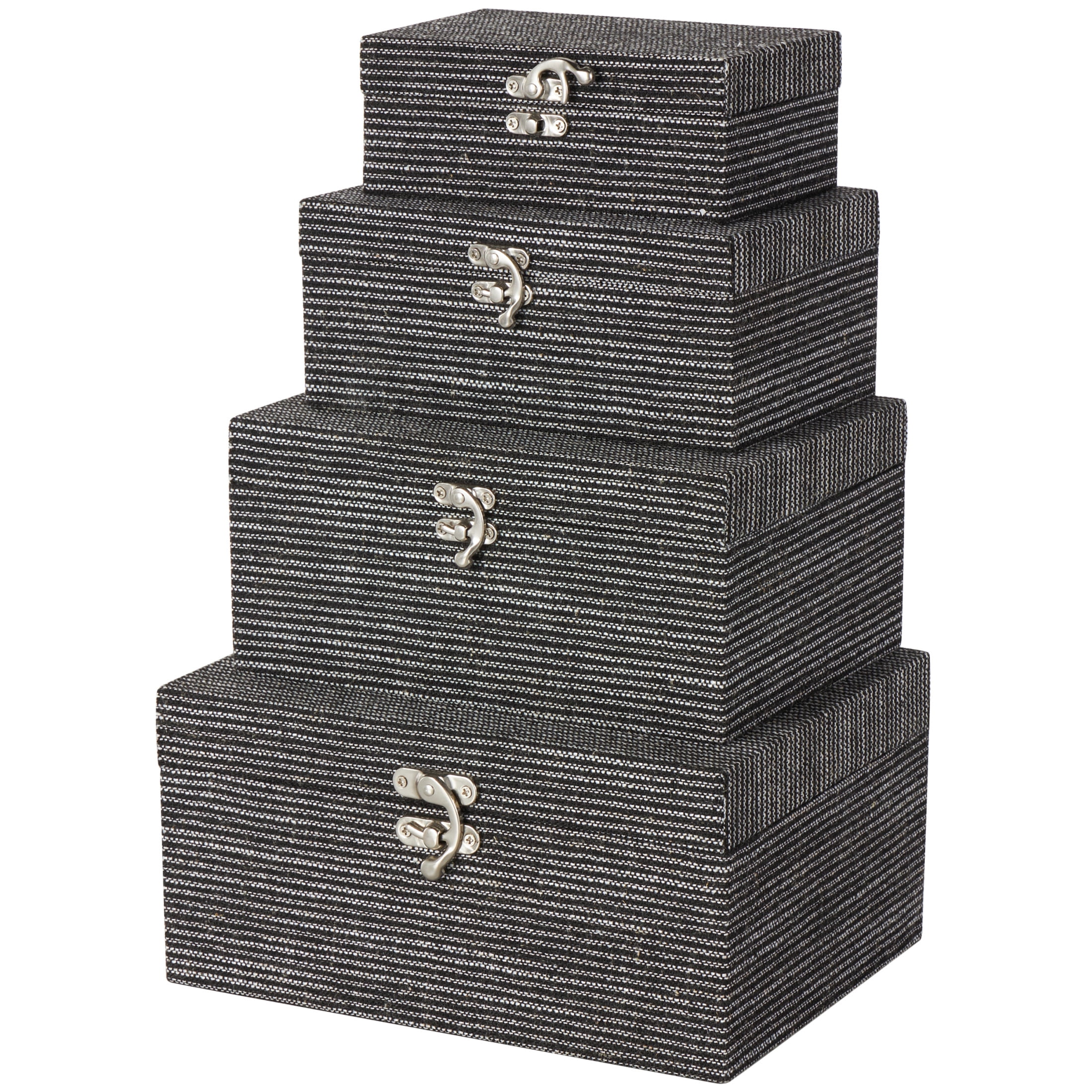 DecMode Handmade Black Fabric Storage Boxes with Silver Latches, 4 ...