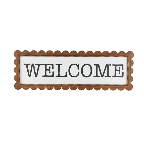 DecMode Sign Handmade Welcome Wood Decorative Sign with Black Lettering, 1-Piece