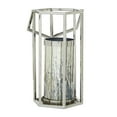 thumbnail image 1 of DecMode Indoor 10"W, 18"H Contemporary Stainless Steel Lantern, Silver, 1 - Piece, 1 of 10