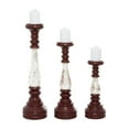 thumbnail image 1 of DecMode Indoor 20", 16", 12"H Farmhouse Mahogany Candle Holder, Red, 3 - Pieces, 1 of 12