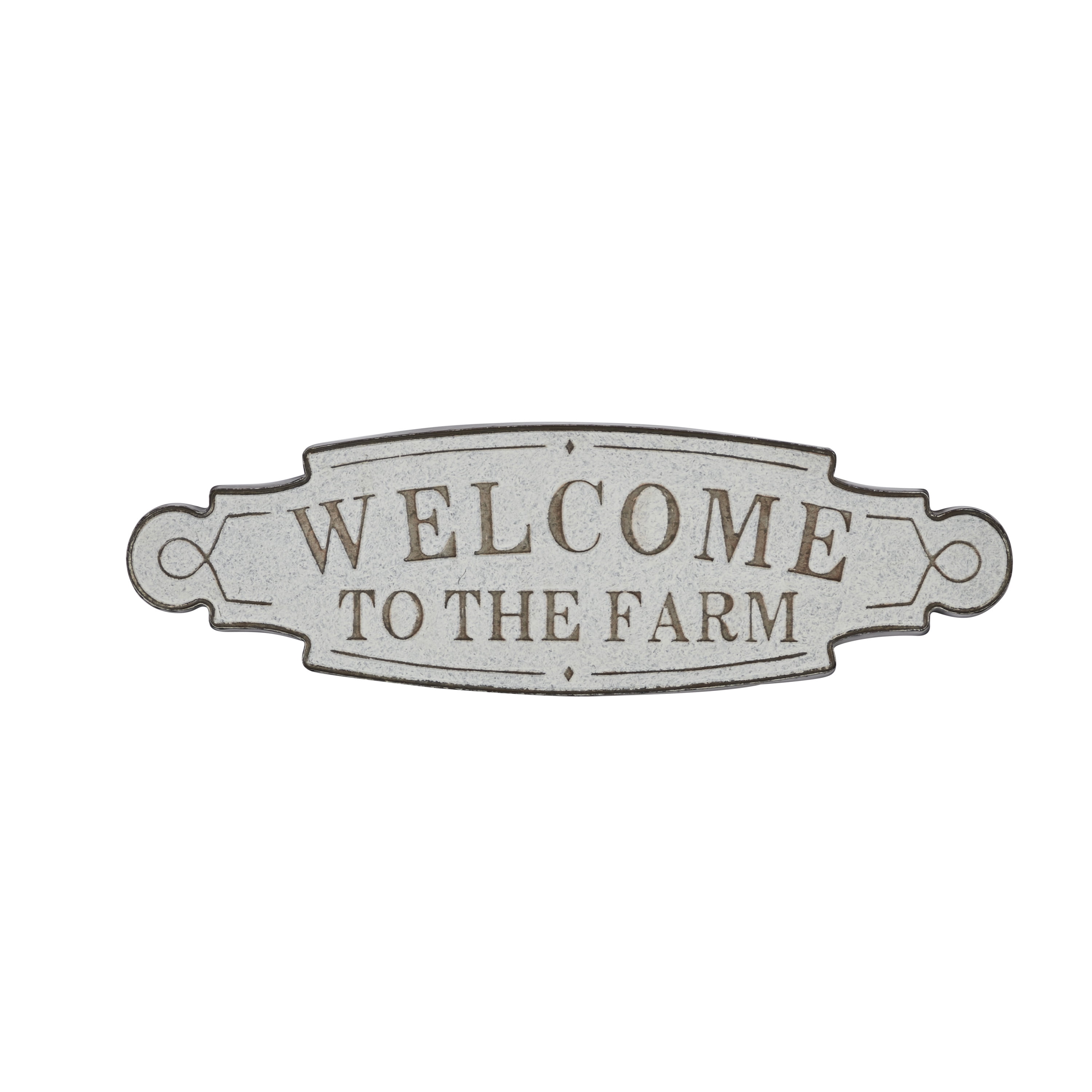 Rustic Beige and Off-White Iron Farmhouse Welcome Sign