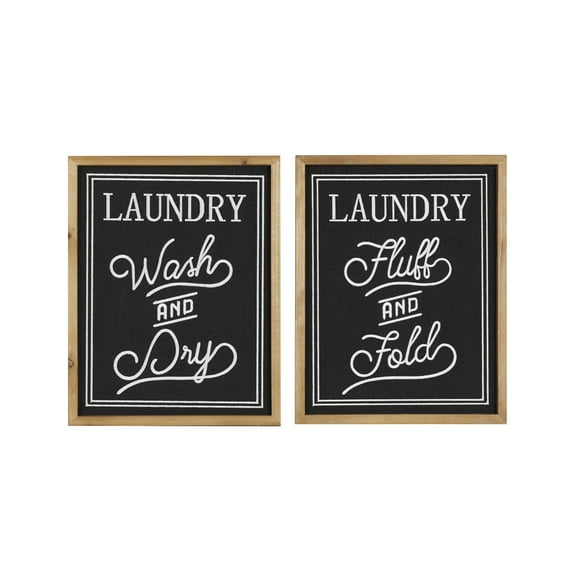 DecMode Indoor Black Wood Farmhouse Sign Wall Decor, Set of 2