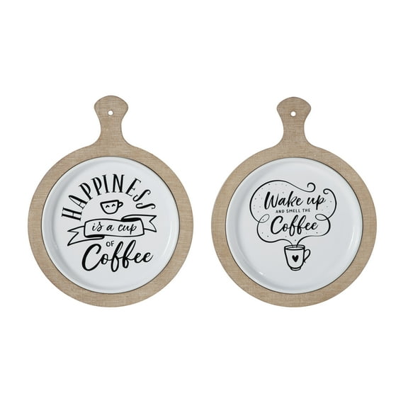 DecMode Indoor White Metal Farmhouse Wall Decor, Set of 2