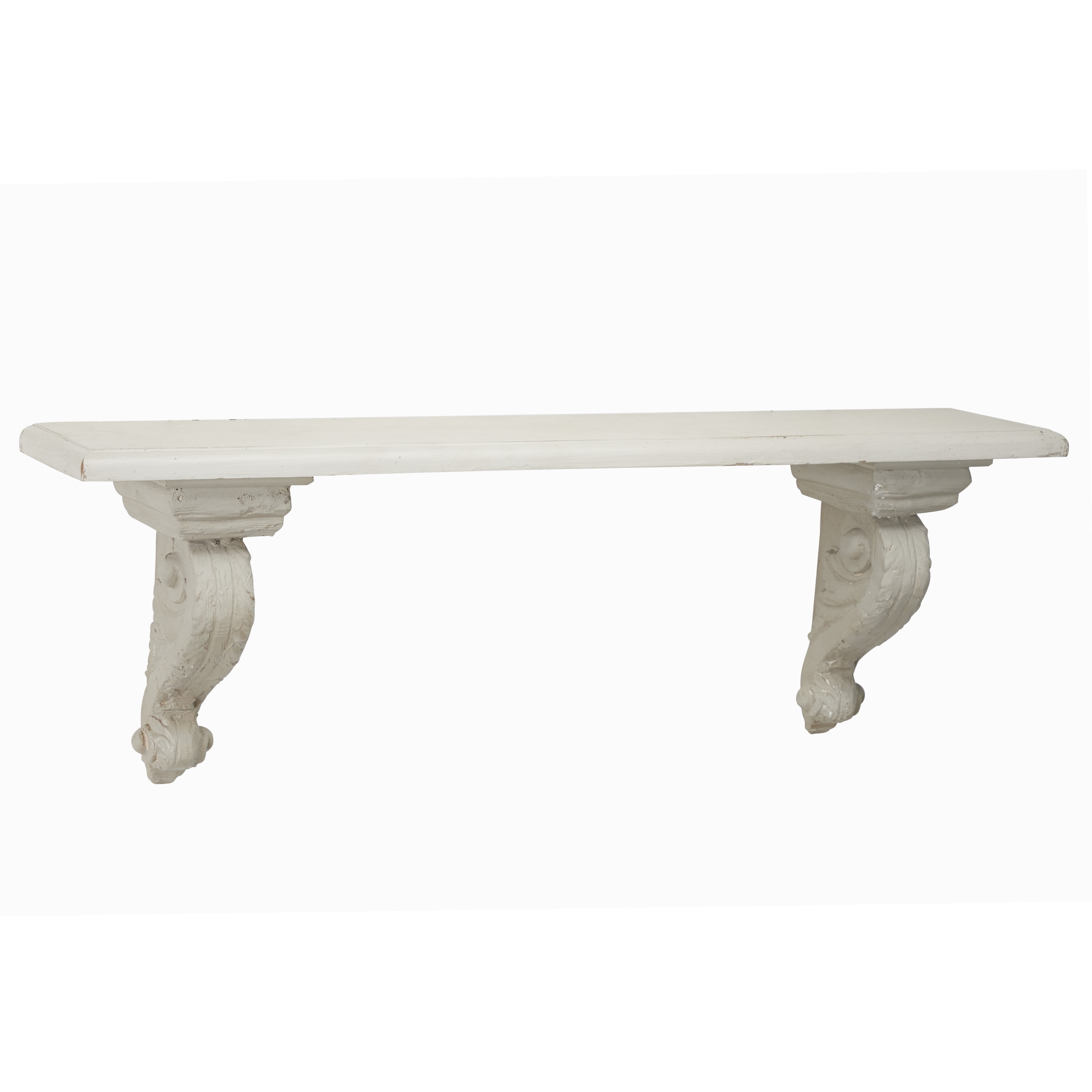 DecMode Indoor White Wood Farmhouse Wall Shelf