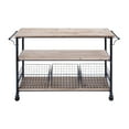 thumbnail image 1 of DecMode Industrial Brown 3 Tier Wooden Rolling Cart with 3 Baskets, 48"W x 32"H, 1 of 12