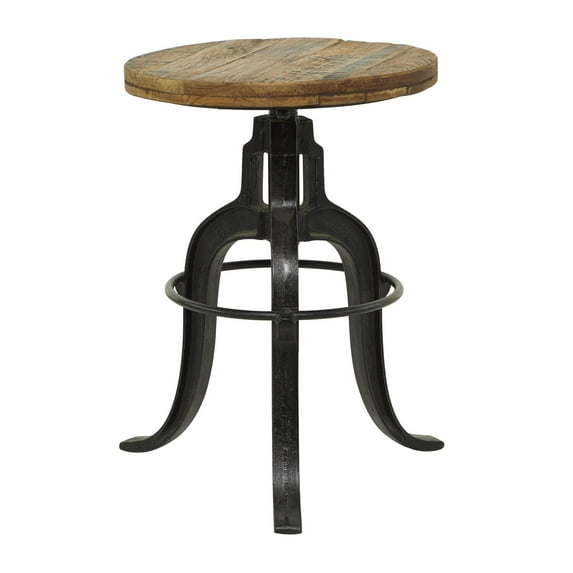 DecMode Industrial Brown/Black Wooden Accent Table with Serpentine Style Legs, 17"W x 29"H