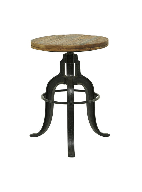 DecMode Industrial Brown/Black Wooden Accent Table with Serpentine Style Legs, 17"W x 29"H