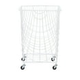 DecMode Industrial White Metal Rolling Laundry Basket, 17"W x 24"H
