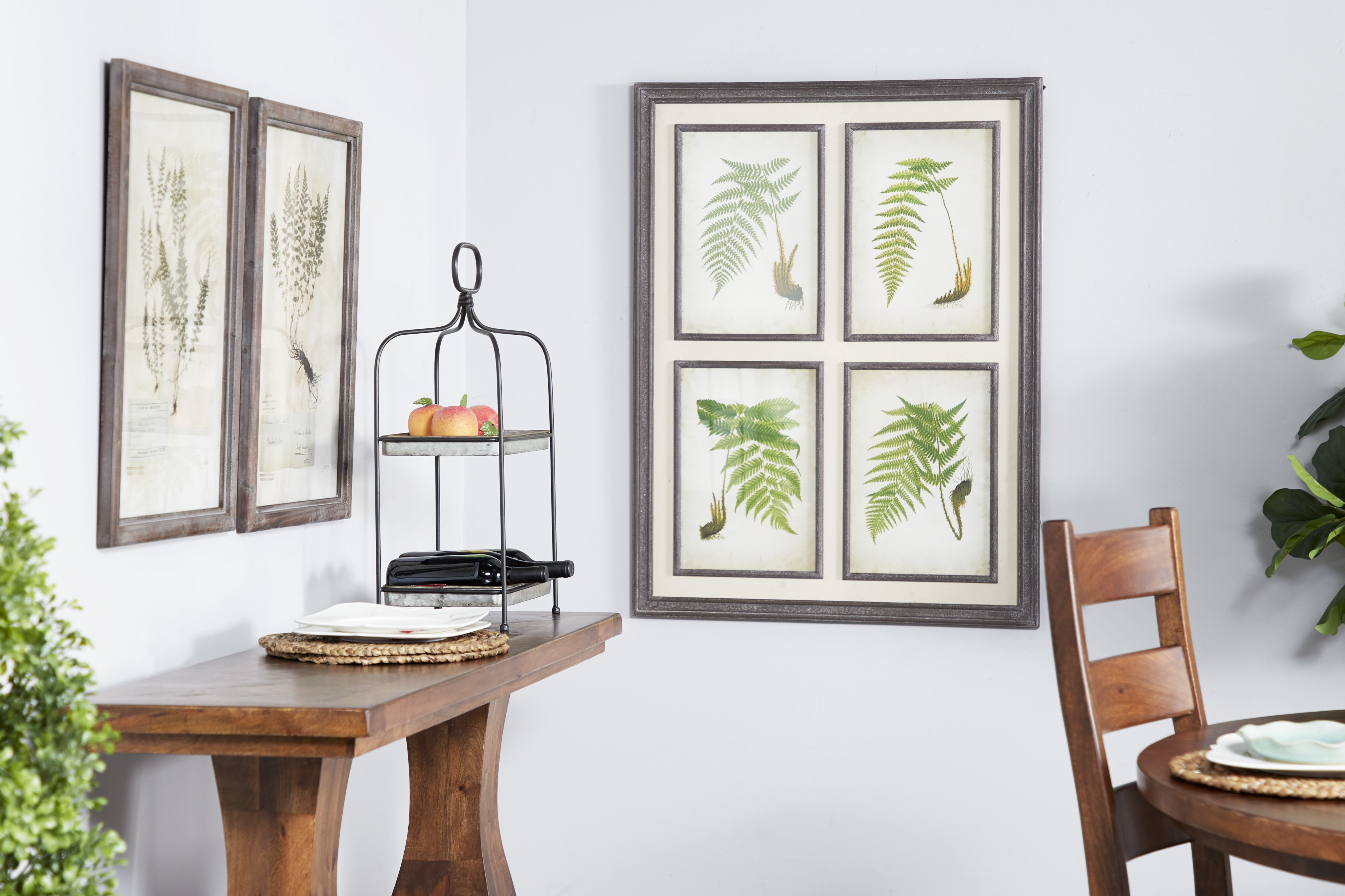 Oversized Vintage Green Fern Botanical Wall Art on Canvas