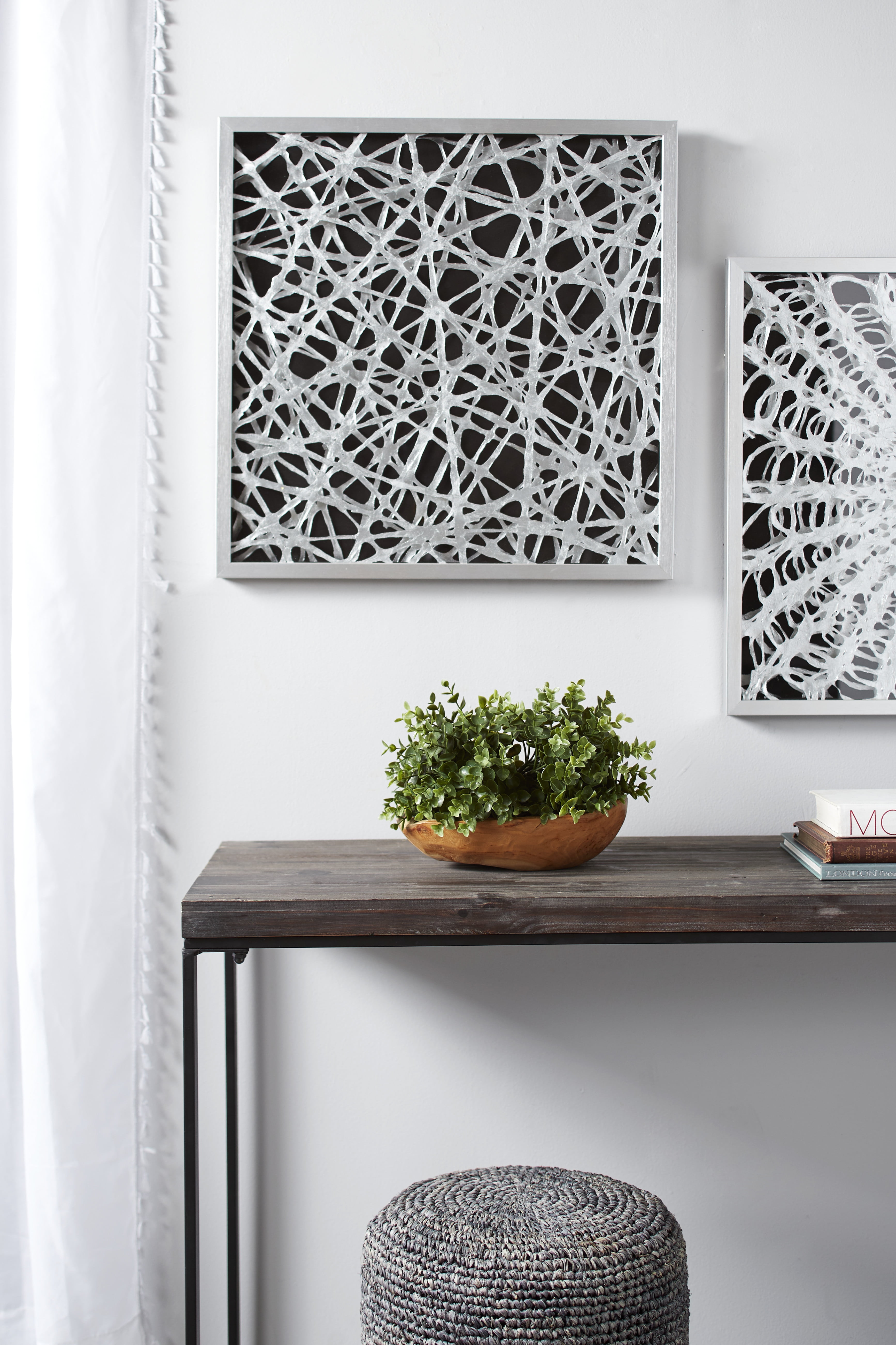Large Black and White Geometric Paper Shadow Box Wall Art