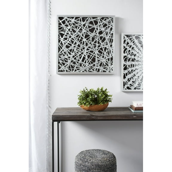 DecMode Large, Square, Modern Abstract Art Black and White Paper Shadow Box Wall Art, 23.5” x 23.5”