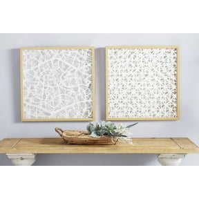 DecMode Large, Square, Modern Abstract Art White Paper Shadow Box Wall Decor, 23.5 x 23.5