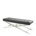 thumbnail image 1 of DecMode Leather Bench with Stainless Steel Supports, Black, 1 of 7