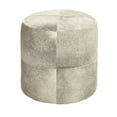 thumbnail image 1 of DecMode Leather Handmade Cowhide Stool with Patchwork Pattern, Gray, 1 of 13