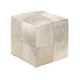 thumbnail image 1 of DecMode Leather Handmade Cowhide Stool with Patchwork Pattern, Gray, 1 of 13