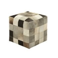 thumbnail image 1 of DecMode Leather Handmade Stool with Patchwork Pattern, Multi Colored, 1 of 9